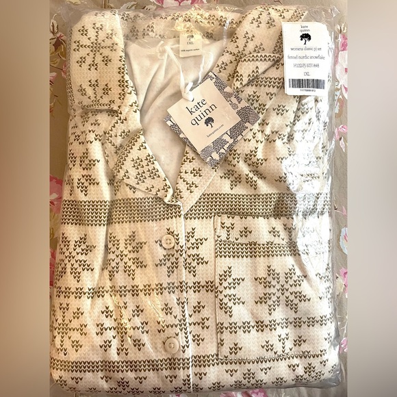 Kate Quinn Fennel Nordic Snowflake PJ Set, Organic Cotton, XL, New w/tags in Bag - Picture 2 of 6